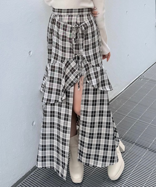 NOMAE（ノーマエ）の「ラフッルスリットスカート（スカート・レディース・ブラック/ブラック系その他/グレー系その他/ネイビー/ベージュ系その他/グレー・FREE）」の8枚目の写真