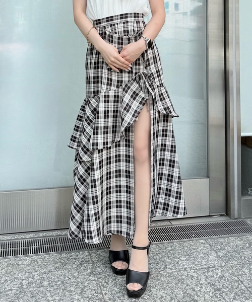 NOMAE（ノーマエ）の「ラフッルスリットスカート（スカート・レディース・ブラック/ブラック系その他/グレー系その他/ネイビー/ベージュ系その他/グレー・FREE）」の15枚目の写真