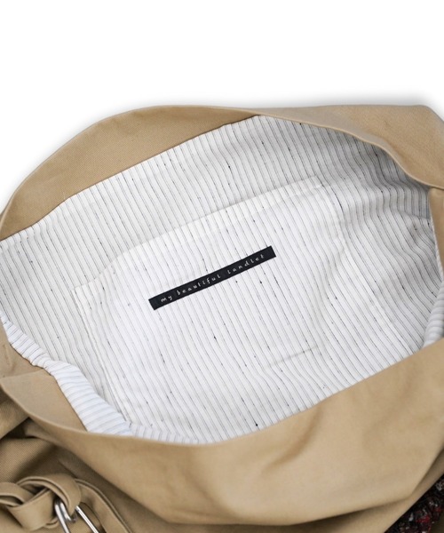 my beautiful landlet（マイビューティフルランドレット）の「【my beautiful landlet】 GOBELIN WEAVING x COTTON LINEN SHOULDER BAG(L)（ショルダーバッグ・メンズ・ベージュ・FREE）」の14枚目の写真