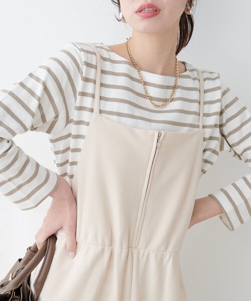 natural couture（ナチュラルクチュール）の「便利なベーシックボーダーT（Tシャツ/カットソー・レディース・ネイビー/ピンク/ブルー/ブラック/ベージュ・FREE）」の3枚目の写真