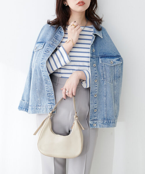 natural couture（ナチュラルクチュール）の「便利なベーシックボーダーT（Tシャツ/カットソー・レディース・ネイビー/ピンク/ブルー/ブラック/ベージュ・FREE）」の5枚目の写真