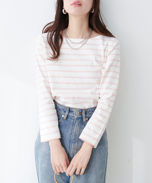 natural couture（ナチュラルクチュール）の「便利なベーシックボーダーT（Tシャツ/カットソー・レディース・ネイビー/ピンク/ブルー/ブラック/ベージュ・FREE）」の20枚目の写真