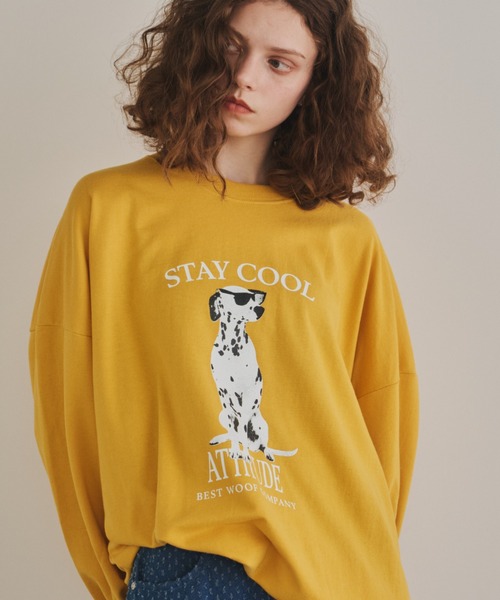 Unitage（ユニテージ）の「ダルメシアンミニ裏毛BIGスウェット（スウェット・レディース・イエロー/チャコールグレー・FREE）」の12枚目の写真