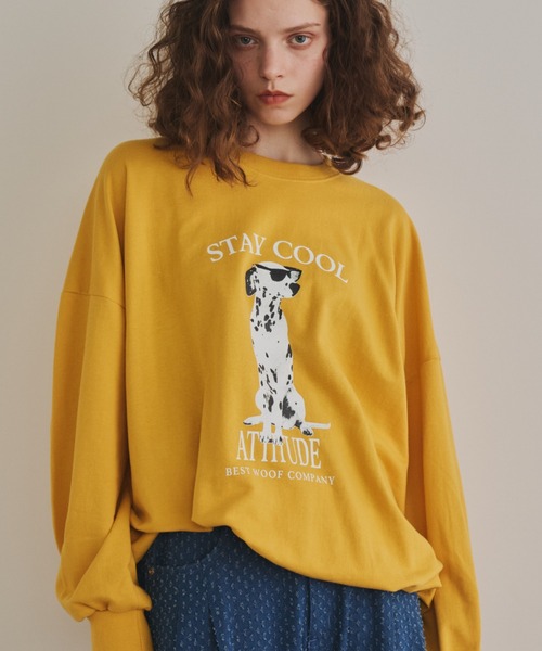 Unitage（ユニテージ）の「ダルメシアンミニ裏毛BIGスウェット（スウェット・レディース・イエロー/チャコールグレー・FREE）」の11枚目の写真