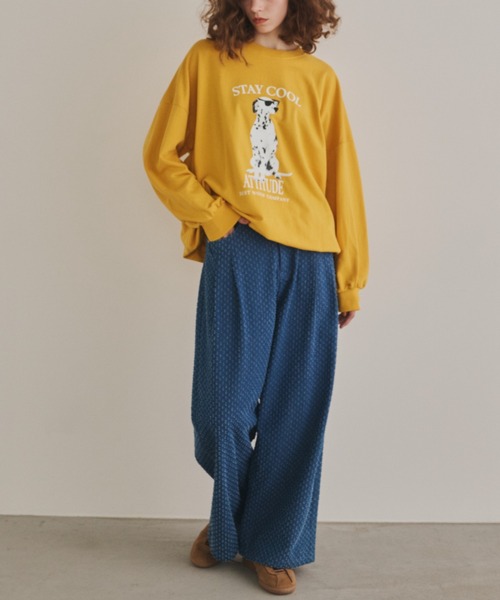 Unitage（ユニテージ）の「ダルメシアンミニ裏毛BIGスウェット（スウェット・レディース・イエロー/チャコールグレー・FREE）」の10枚目の写真