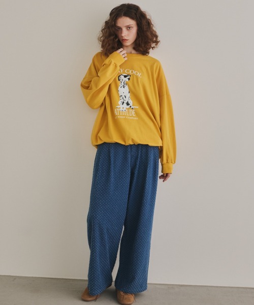 Unitage（ユニテージ）の「ダルメシアンミニ裏毛BIGスウェット（スウェット・レディース・イエロー/チャコールグレー・FREE）」の9枚目の写真