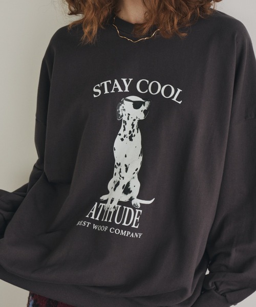 Unitage（ユニテージ）の「ダルメシアンミニ裏毛BIGスウェット（スウェット・レディース・イエロー/チャコールグレー・FREE）」の7枚目の写真