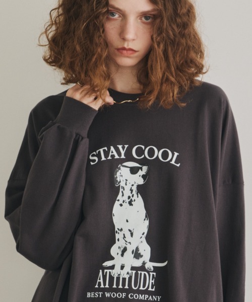 Unitage（ユニテージ）の「ダルメシアンミニ裏毛BIGスウェット（スウェット・レディース・イエロー/チャコールグレー・FREE）」の8枚目の写真