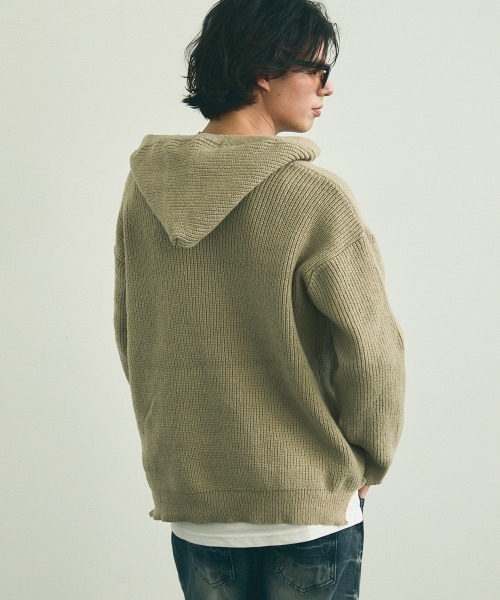 Shoowtime(ショウタイム)の「Oversized half zip hood knit sweater / オーバーサイズハーフジップフードニットセーター(ニット/セーター・メンズ・ブラック/ベージュ/グレー・MEDIUM/LARGE/X-LARGE)」の8枚目の写真
