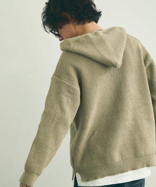Shoowtime(ショウタイム)の「Oversized half zip hood knit sweater / オーバーサイズハーフジップフードニットセーター(ニット/セーター・メンズ・ブラック/ベージュ/グレー・MEDIUM/LARGE/X-LARGE)」の9枚目の写真