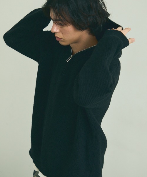 Shoowtime(ショウタイム)の「Oversized half zip hood knit sweater / オーバーサイズハーフジップフードニットセーター(ニット/セーター・メンズ・ブラック/ベージュ/グレー・MEDIUM/LARGE/X-LARGE)」の15枚目の写真