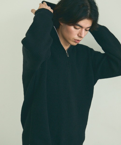 Shoowtime(ショウタイム)の「Oversized half zip hood knit sweater / オーバーサイズハーフジップフードニットセーター(ニット/セーター・メンズ・ブラック/ベージュ/グレー・MEDIUM/LARGE/X-LARGE)」の16枚目の写真