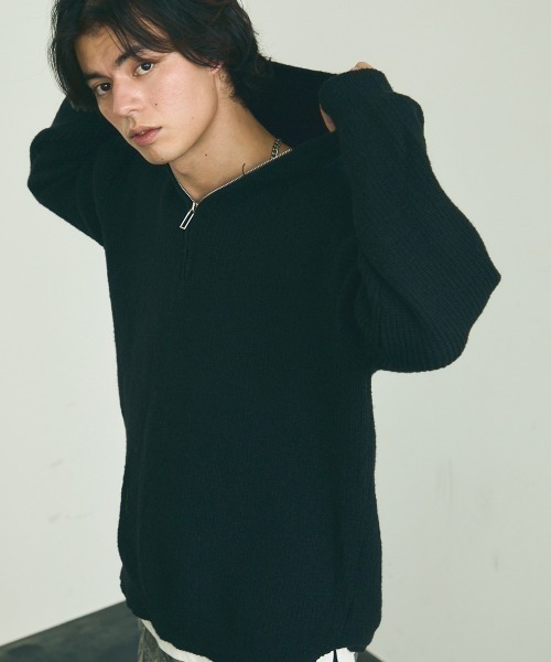 Shoowtime(ショウタイム)の「Oversized half zip hood knit sweater / オーバーサイズハーフジップフードニットセーター(ニット/セーター・メンズ・ブラック/ベージュ/グレー・MEDIUM/LARGE/X-LARGE)」の17枚目の写真
