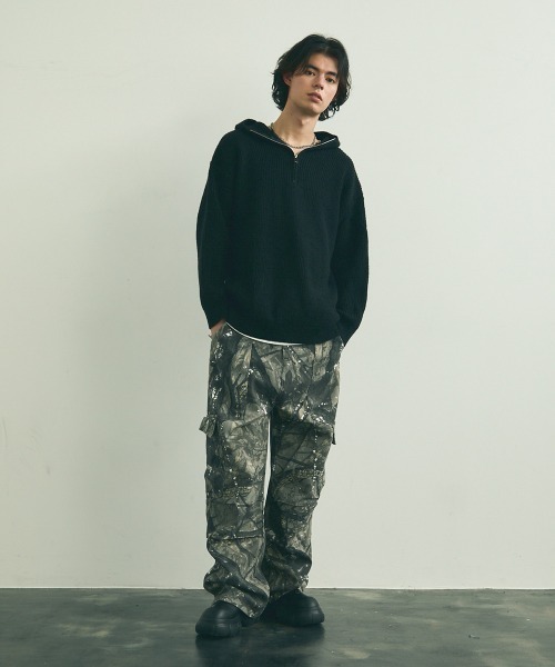 Shoowtime(ショウタイム)の「Oversized half zip hood knit sweater / オーバーサイズハーフジップフードニットセーター(ニット/セーター・メンズ・ブラック/ベージュ/グレー・MEDIUM/LARGE/X-LARGE)」の18枚目の写真
