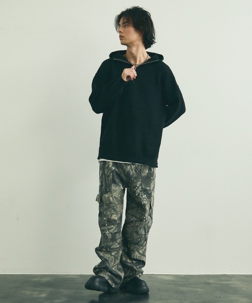 Shoowtime(ショウタイム)の「Oversized half zip hood knit sweater / オーバーサイズハーフジップフードニットセーター(ニット/セーター・メンズ・ブラック/ベージュ/グレー・MEDIUM/LARGE/X-LARGE)」の22枚目の写真