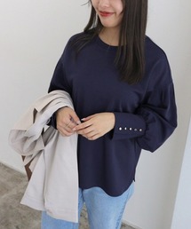 ゴールドボタンボリュームスリーブカットソー