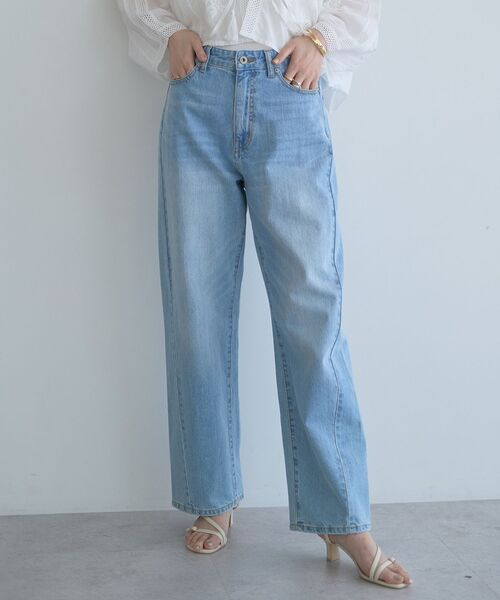 YECCA VECCA（イェッカヴェッカ）の「【ORGABITS】切替ストレートデニムパンツ（デニムパンツ・レディース・インディゴブルー/ライトインディゴブルー/ダークインディゴブルー・S/M）」の3枚目の写真