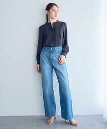 【ORGABITS】切替ストレートデニムパンツ