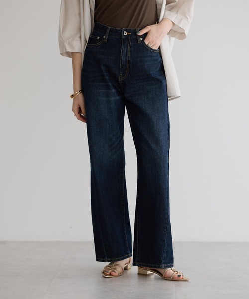 YECCA VECCA（イェッカヴェッカ）の「【ORGABITS】切替ストレートデニムパンツ（デニムパンツ・レディース・インディゴブルー/ライトインディゴブルー/ダークインディゴブルー・S/M）」の2枚目の写真