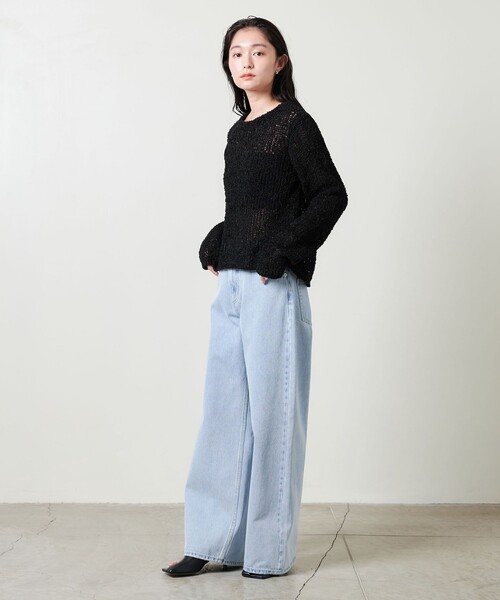 MARW UNITED ARROWS(マルゥ ユナイテッドアローズ)の「<MARW UNITED ARROWS>ぺーバー クルーネック ニット(ニット/セーター・レディース・ブラック/ホワイト・FREE)」の6枚目の写真