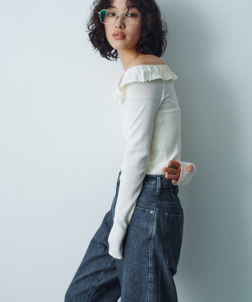 CODE A（コードエー）の「frill lace knit pullover（ニット/セーター・レディース・ブラック/オフホワイト・00）」の11枚目の写真