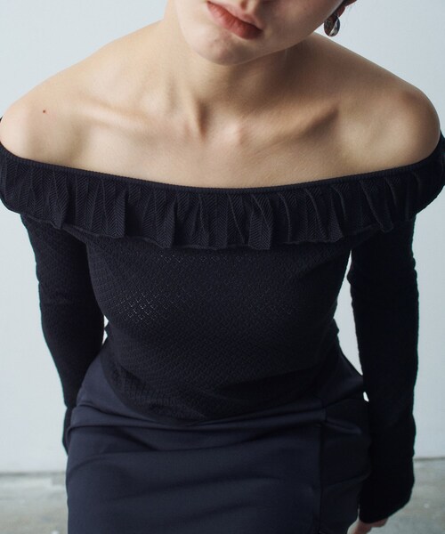 CODE A（コードエー）の「frill lace knit pullover（ニット/セーター・レディース・ブラック/オフホワイト・00）」の8枚目の写真