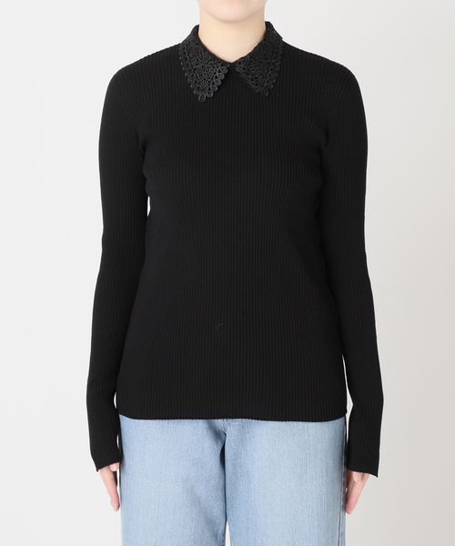 イエナ　レース襟　プルオーバー　ニット IENA ニット セーター レース襟 RIBホールガーメントプル