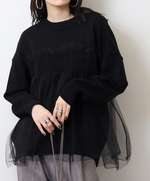 A.N.L(エーエヌエル レーベル)の「A.N.L チュールレイヤードニット(ニット/セーター・レディース・グレー/ブラック/アイボリー・38)」の10枚目の写真