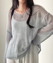 【ロングシーズン着回せる】メッシュサマールーズニット