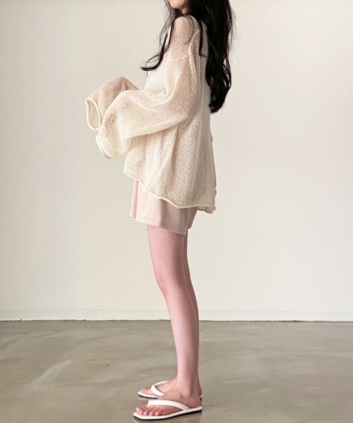 SallyLunn(サリーラン)の「【ロングシーズン着回せる】メッシュサマールーズニット(ニット/セーター・レディース・ブルー/アイボリー/グリーン・FREE)」の8枚目の写真