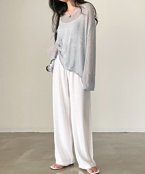 SallyLunn(サリーラン)の「【ロングシーズン着回せる】メッシュサマールーズニット(ニット/セーター・レディース・ブルー/アイボリー/グリーン・FREE)」の11枚目の写真
