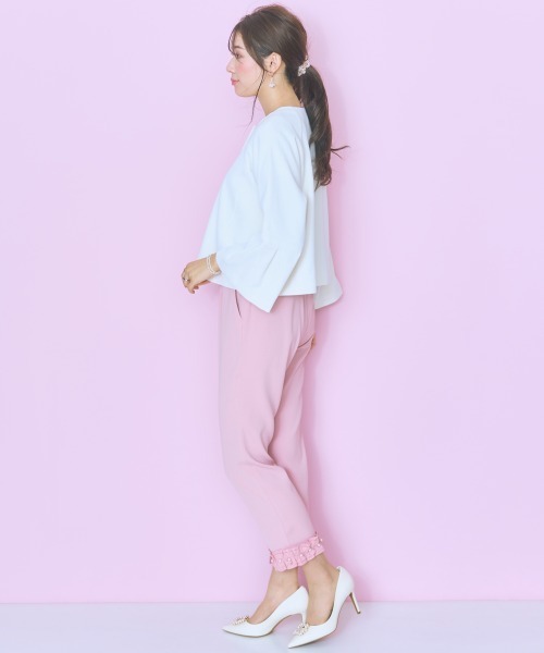 marun(マルン)の「<大きいサイズ>袖フレアノーカラージャケット marun(ノーカラージャケット・レディース・ブラック/オフホワイト・L/LL/3L/4L/5L)」の16枚目の写真