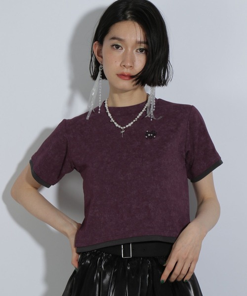 HARE(ハレ)の「ポイントシシュウタイトTシャツ(HARE)(Tシャツ/カットソー・レディース・ブラック/パープル・FREE)」の16枚目の写真