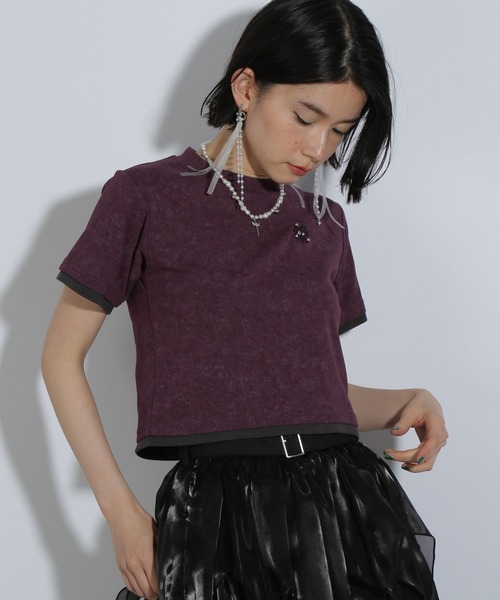HARE(ハレ)の「ポイントシシュウタイトTシャツ(HARE)(Tシャツ/カットソー・レディース・ブラック/パープル・FREE)」の17枚目の写真