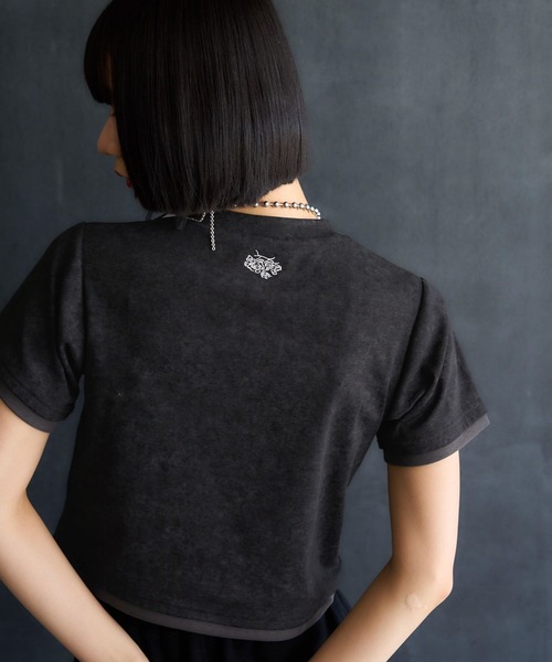 HARE(ハレ)の「ポイントシシュウタイトTシャツ(HARE)(Tシャツ/カットソー・レディース・ブラック/パープル・FREE)」の11枚目の写真