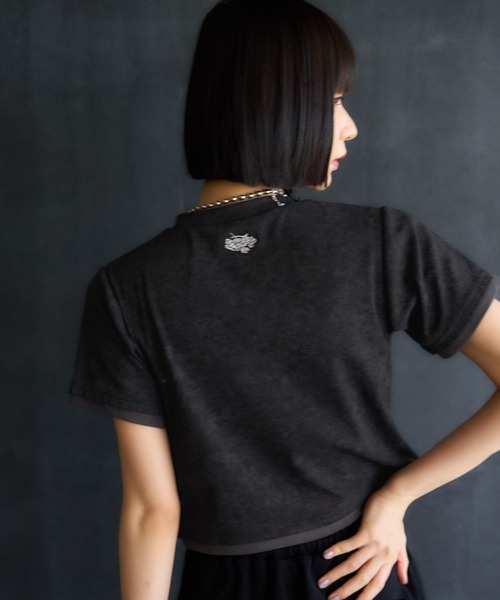 HARE(ハレ)の「ポイントシシュウタイトTシャツ(HARE)(Tシャツ/カットソー・レディース・ブラック/パープル・FREE)」の12枚目の写真