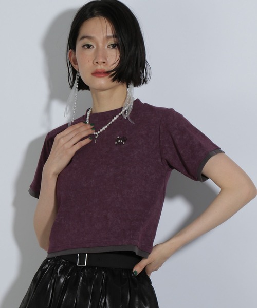 HARE(ハレ)の「ポイントシシュウタイトTシャツ(HARE)(Tシャツ/カットソー・レディース・ブラック/パープル・FREE)」の19枚目の写真