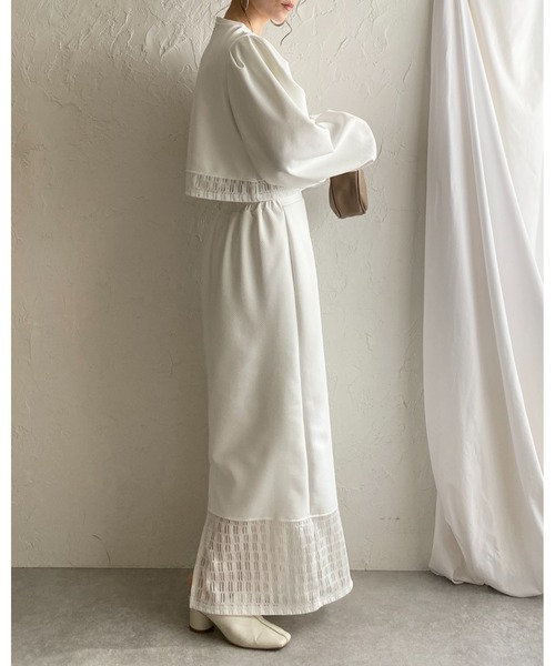 She's Closet(シーズクローゼット)の「カットレースドッキングハイウエストIラインタイトロングスカート(スカート・レディース・ブラック/アイボリー/オフホワイト/グリーン・FREE)」の21枚目の写真