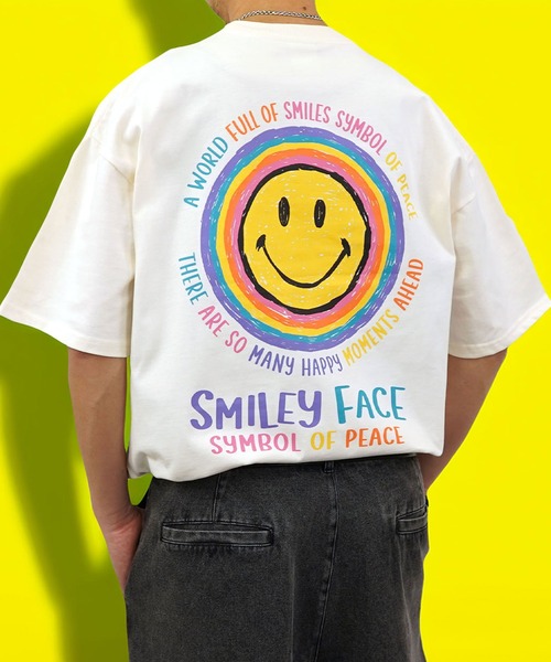 SMILEY FACE（スマイリーフェイス）の「【GROOVY STORE】SMILEY FACE オーバーサイズ ヘビーウエイト半袖Tシャツ（Tシャツ/カットソー・メンズ・ブラック/オフホワイト/ダークグリーン/レモンイエロー/ホワイト/スミクロ/ミント/ネイビー・M/L/LL）」の3枚目の写真