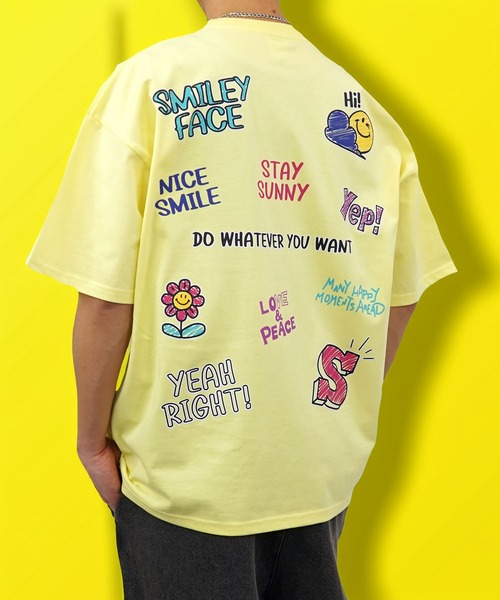 SMILEY FACE（スマイリーフェイス）の「【GROOVY STORE】SMILEY FACE オーバーサイズ ヘビーウエイト半袖Tシャツ（Tシャツ/カットソー・メンズ・ブラック/オフホワイト/ダークグリーン/レモンイエロー/ホワイト/スミクロ/ミント/ネイビー・M/L/LL）」の8枚目の写真