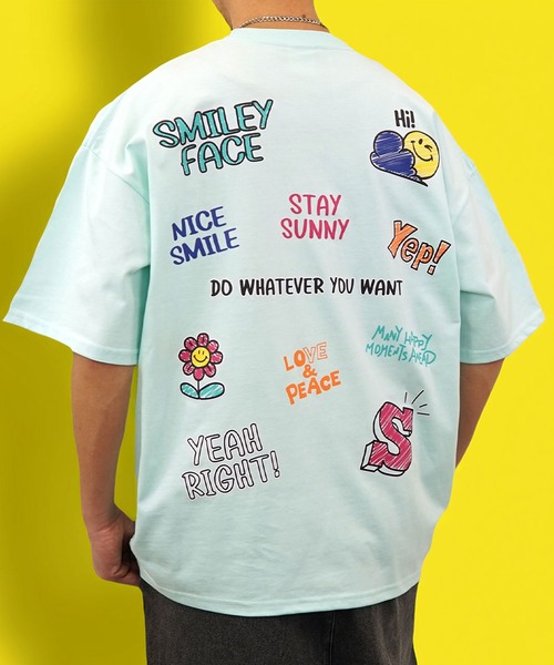 SMILEY FACE（スマイリーフェイス）の「【GROOVY STORE】SMILEY FACE オーバーサイズ ヘビーウエイト半袖Tシャツ（Tシャツ/カットソー・メンズ・ブラック/オフホワイト/ダークグリーン/レモンイエロー/ホワイト/スミクロ/ミント/ネイビー・M/L/LL）」の6枚目の写真