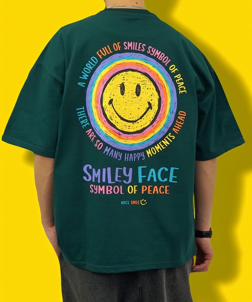 SMILEY FACE（スマイリーフェイス）の「【GROOVY STORE】SMILEY FACE オーバーサイズ ヘビーウエイト半袖Tシャツ（Tシャツ/カットソー・メンズ・ブラック/オフホワイト/ダークグリーン/レモンイエロー/ホワイト/スミクロ/ミント/ネイビー・M/L/LL）」の18枚目の写真