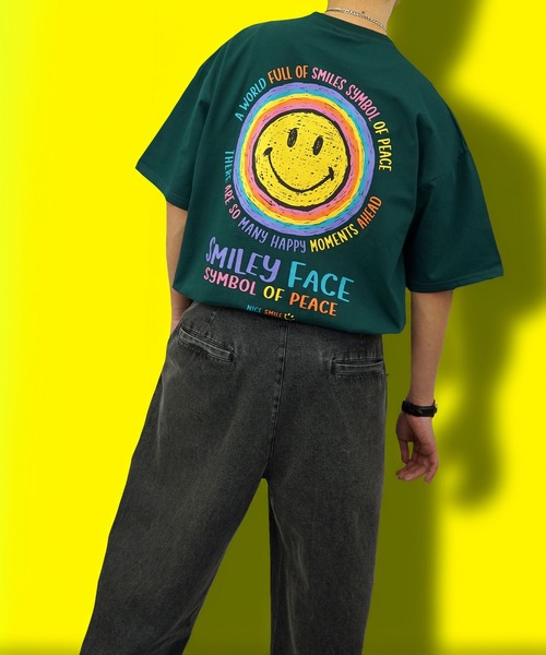 SMILEY FACE（スマイリーフェイス）の「【GROOVY STORE】SMILEY FACE オーバーサイズ ヘビーウエイト半袖Tシャツ（Tシャツ/カットソー・メンズ・ブラック/オフホワイト/ダークグリーン/レモンイエロー/ホワイト/スミクロ/ミント/ネイビー・M/L/LL）」の21枚目の写真