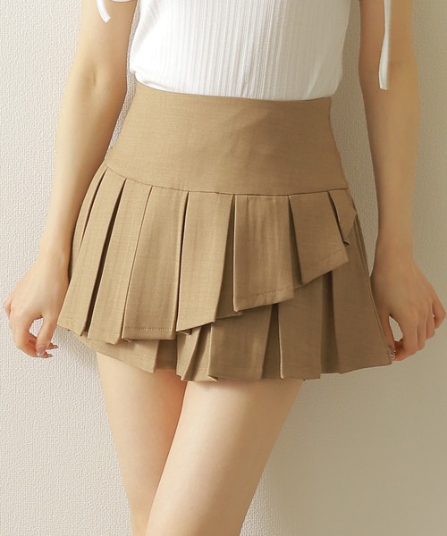 スカート fumika_uchida WAFFLE SAFARI MINI SKIRT ≪通常販売≫adjust pleats mini skirt（アジャストプリーツミニ