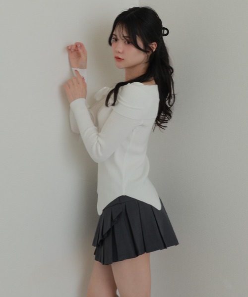 ミニスカート TAILORED MINI SKIRT asymmetry pleats mini skirt/アシンメトリープリーツミニ