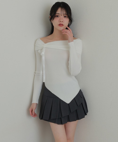 スカート ELLIE ASYMMETRY PLEATS SKIRT Ameri（アメリ）の「ELLIE ASYMMETRY PLEATS SKIRT（スカート