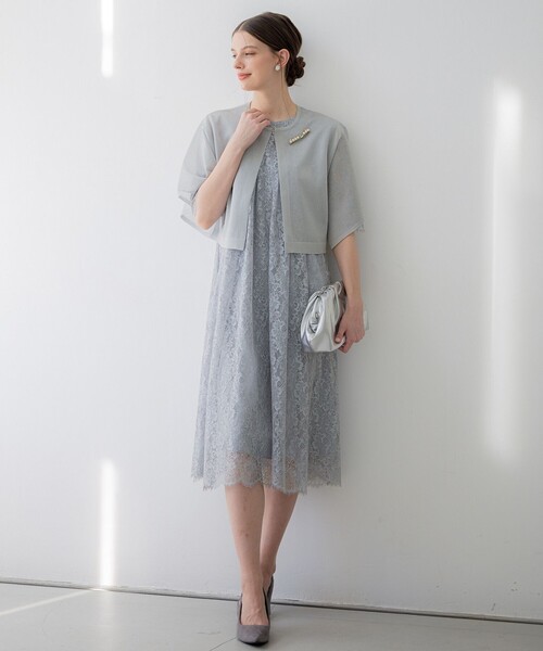 23区（ニジュウサンク）の「【APPLAUDIR】ブライトフラワーレース ドレス（ドレス・レディース・サックスブルー系/グレー系/ネイビー系・44/46/48）」の10枚目の写真