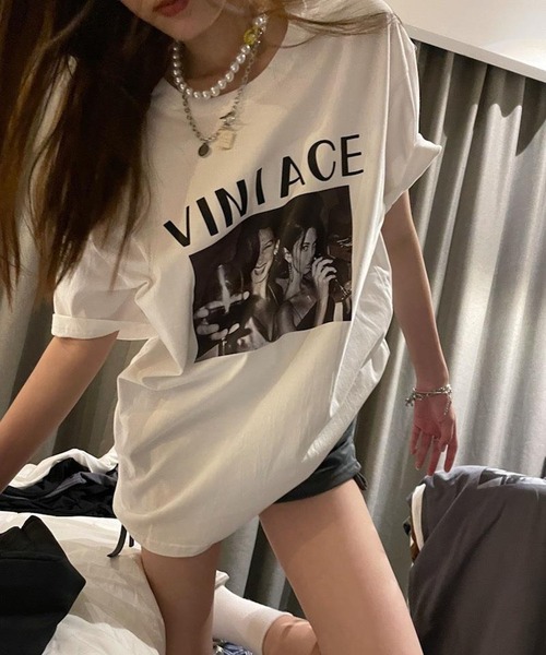 LYEON（リヨン）の「フォトプリントビッグTシャツ/オーバーサイズT（Tシャツ/カットソー・レディース・ホワイト/チャコール・FREE）」の20枚目の写真