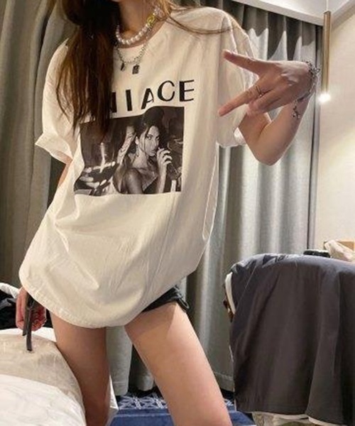 LYEON（リヨン）の「フォトプリントビッグTシャツ/オーバーサイズT（Tシャツ/カットソー・レディース・ホワイト/チャコール・FREE）」の12枚目の写真