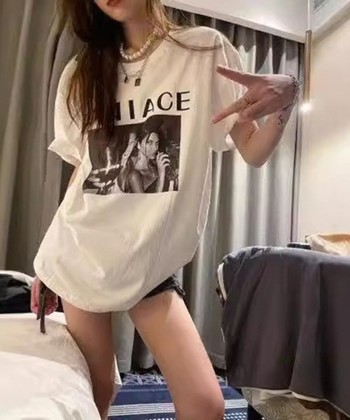 LYEON（リヨン）の「フォトプリントビッグTシャツ/オーバーサイズT（Tシャツ/カットソー・レディース・ホワイト/チャコール・FREE）」の14枚目の写真